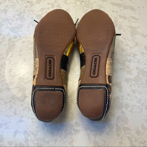 EUC - Coach - “Joan” Patchwork Ballet Flats - Brown/Tan/Gold - 6.5 - Picture 6 of 6
